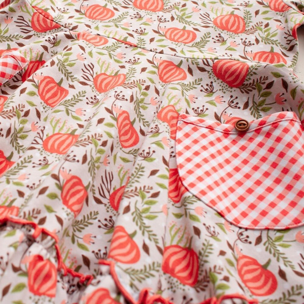 Shrimp N Grits Kids Vintage Pumpkin Twirl Dress